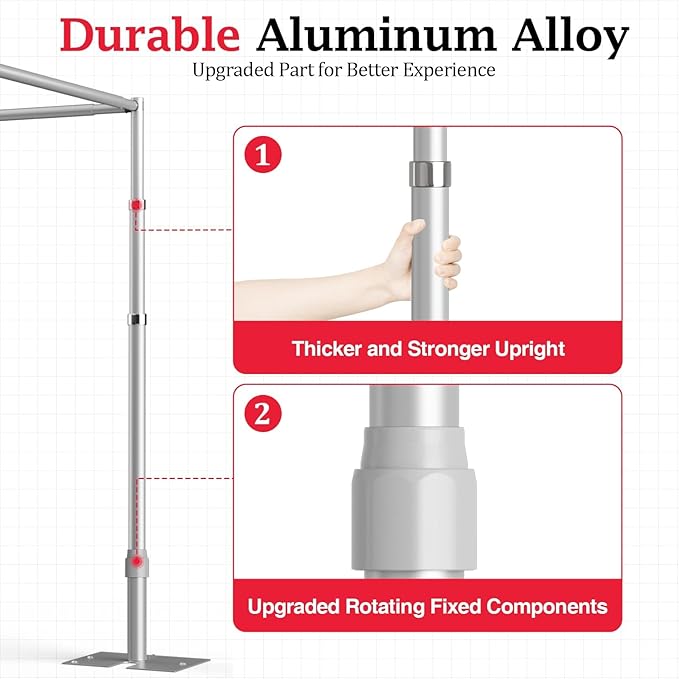 EMART 10ft Square Backdrop Stand Heavy Duty, Pipe and Drape Photo Background Support Kit, Adjustable Metal Frame with Flat Base for Wedding Birthday Party Decorations