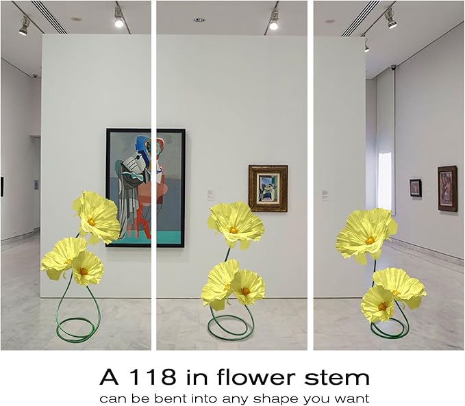 Large Handcrafted Paper Flowers Decoration - Artificial Flower Birthday Party Decorations, Wedding Decoration for Reception for Nursery Wall/Baby Shower Archway Decor 3 Pack (Yellow)