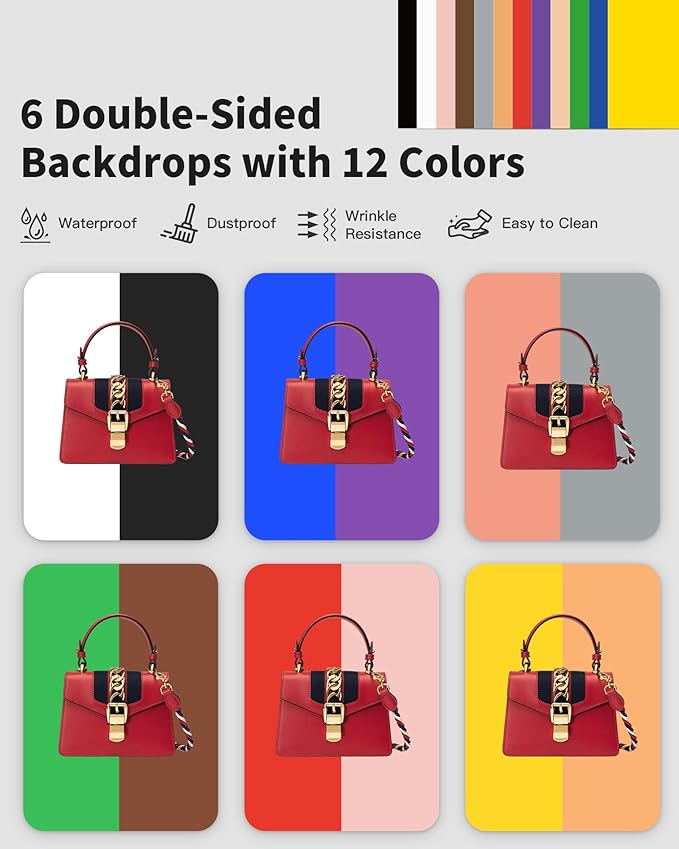 Glendan Light Box Photography: 20x20 inch Photo Studio Light Box with 240 LED Dimmable LED Lights - Folding Photo Box with 12 Color Backdrops for Jewelry Food Electronics Product Photography
