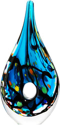 Luxury Lane Hand Blown Abstract Hollow Blue Tear Drop Sommerso Art Glass Sculpture for Home Decor 8.5 inch Tall Centerpiece Table Decoration