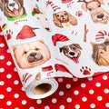 MAYPLUSS Christmas Wrapping Paper Roll - 17 Inch X 33 Feet - Cute Dog Hat Reversible Polka Dot Gift Wrapping Paper, Thick Wrap Paper for Holiday Party New Year Kids
