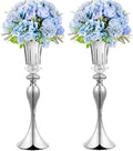 Metal Trumpet Wedding Flower Vases, 22" Tall Elegant Table Centerpiece Vases, Gold Flower Arrangement Stands for Anniversary Ceremony Birthday Party Event Wedding Home Decoration (Silver, 22"-2pcs)