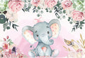 AOFOTO 15x10ft Pink Flowers Elephant Baby Shower Backdrop for Girl Sweet Floral Gender Reveal Background for Photography Kids Infant Birthday Party Banner Cake Table Decoration Photo Studio Props