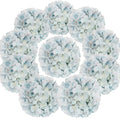 Flojery Silk Hydrangea Heads Artificial Flowers Heads with Stems for Home Wedding Decor,Pack of 10 (Lake Blue)