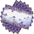 Purple Butterfly Flowers Placemats Set of 6,Spring Summer Flower Place Mats Washable for Kitchen Dining Table Heat Resistant Decorative Colth Table Mats 6 PCS, Style-1