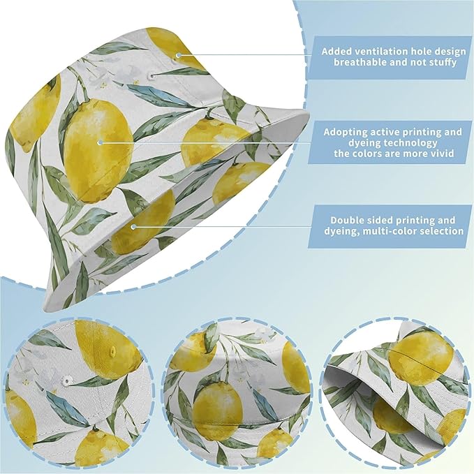 Wildflowers Floral Bucket Hat for Men Women, Summer Vacation Outdoor Travel Reversible Double Side Beach Caps Fisherman Hat