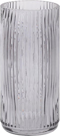 Ribbed Glass Vase, Flower Vases for Bouquet, Black Glass Vases for Flowers, Modern Ribbed Vase for Living Room, Bathroom, Dining Table, Office, Wedding, Centerpieces, 8 Inches