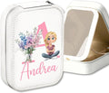 Wrappiness Women & Girls Floral Makeup Box With LED Mirror - Personalized Initial Letter and Birthmonth Flower Travel Comestic Case Gift for Daughters Sisters Friends Coworkers on Birthday Christmas