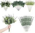 Artificial Eucalyptus Leaves Stems 120 Pcs 4 Kinds Mixed Fake Silver Dollar Eucalyptus Leaves Stem with Dandelion Bulk Faux Leaf for DIY Bouquets Floral Arrangement Wedding Home Decor