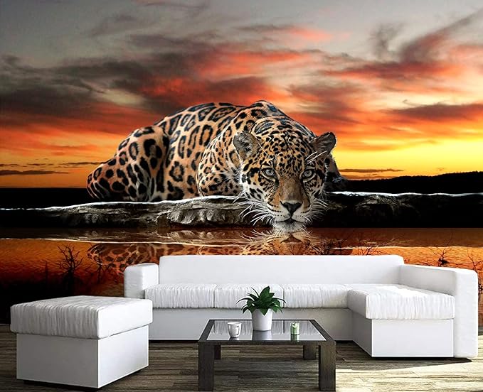 Animal Leopard 3D Wallpaper Mural 103" x 69" (Not Self Adhesive)
