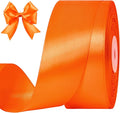 1-1/2 Inches 50 Yards Orange Satin Ribbon, Solid Fabric Ribbon Roll for Flower Bouquets, Gift Wrapping, Wedding, Handmade Crafts