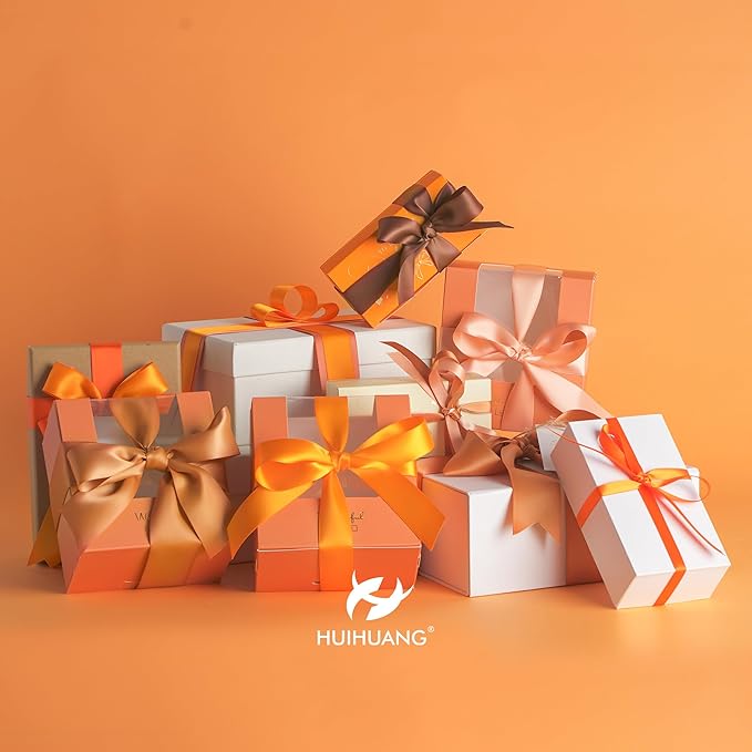 HUIHUANG Orange Ribbon 1-1/2" Burnt Orange/Terracotta/Torrid Orange/Tangerine/Peach/Brown Satin Ribbons for Fall Wedding Flower Bouquet Hair Bows Gift Wrap and Crafts- 6 Rolls, Total 30 Yards