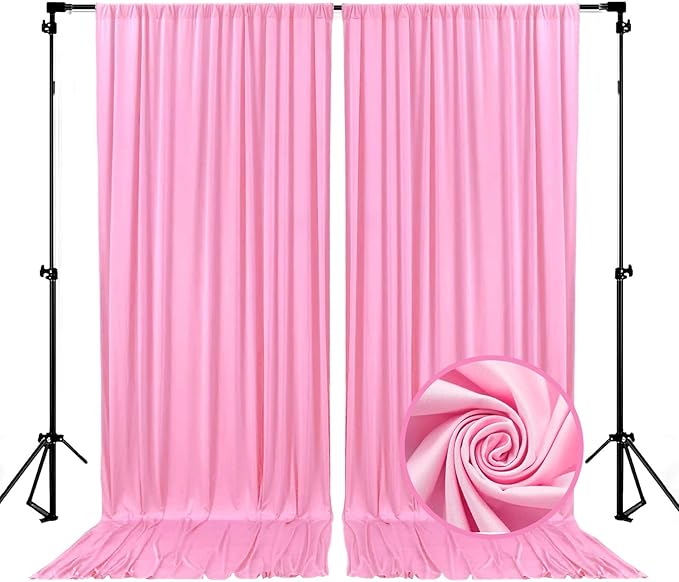 10 x 10 Feet Pink Backdrop Curtain for Partie, Background Curtains for Photoshoot, Birthday, Wedding, Halloween, Thanksgiving, Christmas, New Year Party Decorations 5Ft x 10Ft, 2 Panels