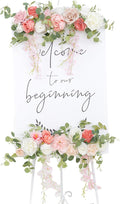 Pack of 2 Wedding Arch Decorations Artificial Hanging Flowers Floral Swag for Wedding Welcome Sign Backdrop Balloon Arch Home Party Bridal Ceremony Reusable(Pink Vine)