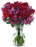 Benchmark Bouquets - Stunning Roses & Alstroemeria (Glass Vase Included) - Fresh Flowers for Delivery - Gift for Graduation, Birthday, Anniversary, Sympathy, Get Well, Congratulations