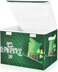 senya St. Patrick's Day Storage Baskets Collapsible Storage Bins with Lids, Saint Patrick's Day and Green Hat on Shamrock Storage Boxes Clothes Baskets for Organizing