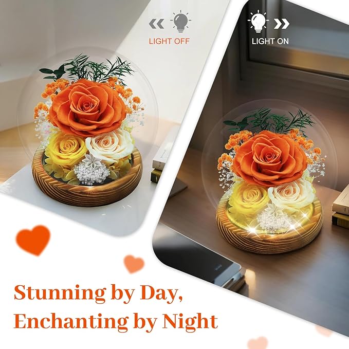 Preserved Rose Birthday Gifts for Women Preserved Flowers in Glass Dome Forever Fresh Flowers for Delivery Prime Red Eternal Rose Gifts for Her Valentines Day Anniversary for Wife Girlfriend