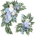 Pack of 2 Wedding Arch Decorations Artificial Hanging Flowers Floral Swag for Wedding Welcome Sign Backdrop Balloon Arch Home Party Bridal Ceremony Reusable(Blue)