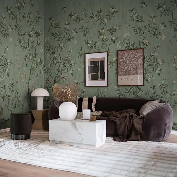 Floral Forest Wall Murals Peel and Stick Forest murals Removable Waterproof Large Wallpaper for Living Room Bedroom (Color-12, 79×55 inch)