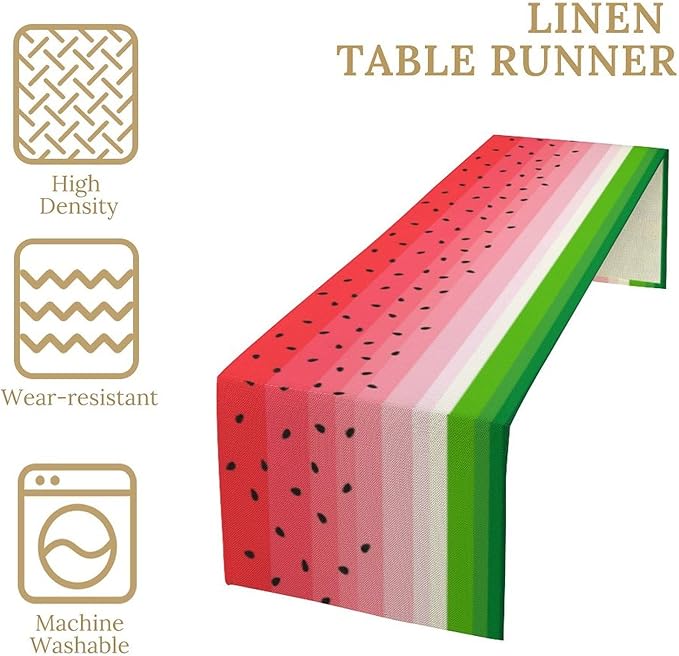 Watermelon Table Runner,Summer Fruit Tropical Birthday Party Decorations Dining Room Home Kitchen Table Decor 13 x 36In