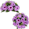 BLOSMON Flower Balls Wedding Rose Centerpieces: 2 Pcs Fake Flowers with Base White Kissing Balls Decor White Artificial Floral Arrangements Flower Bouquet of Roses Home Party Table DIY Decorations