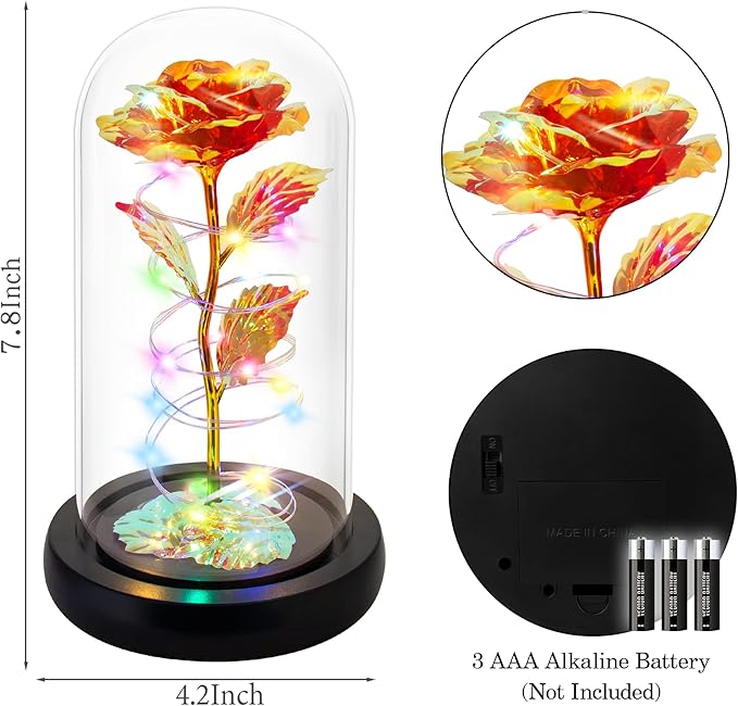 Childom Christmas Rose Gifts for Women,Birthday Gifts for Women Mom Christmas,Flowers for Delivery Prime,Red Light Up Rose in A Glass Dome,Anniversary Flowers Gift for Her Grandma Valentines Day