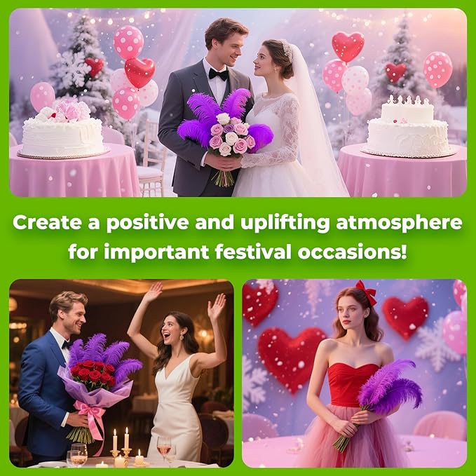 Piokio 20pcs Natural Purple Ostrich Feathers 10-12 inch (25-30cm) Bulk Feathers for Wedding Party Centerpieces, Home Decoration and DIY Clothing, Gatsby Decorations