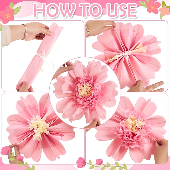 12PCS Tissue Paper Flowers，Handmade Colorful Giant Crepe Artificial Flowers Decorations for Wall,12 Inches Large Flowers for Wedding Birthday BabyShower Party Home Decor Supplies