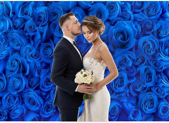 Blue Rose Flower Backdrop Royal Blue Rose Floral Valentines Day Photography Background Wedding Bridal Shower Photo Backdrops Birthday Party Decorations Portraits Photo Shoot Props 7x5ft