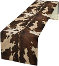 Cow Print Table Runner, Brown Cowhide Western Style Runner Country Farmhouse Cottage Patten Decoration for Home Kitchen Dining,13x120 Inch