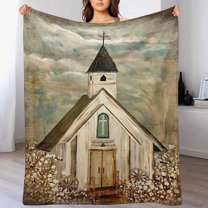Christian Church Blanket Religious Gifts for Women Men Christian Throw Blanket for Kids Adults Soft Warm Cozy Fleece Blanket for Couch Sofa Bed 60"x80"