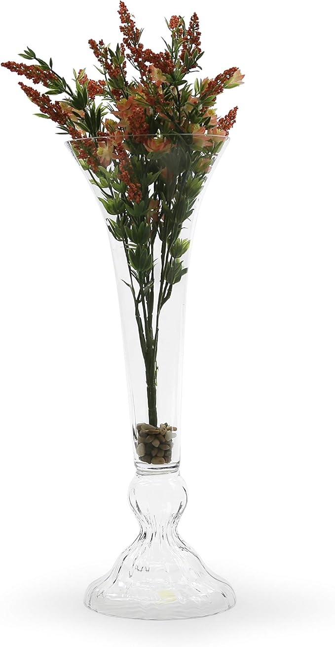 WGVI WGV Clear Unique Trumpet Vase/Center Piece, 23.5-Inch