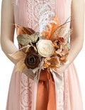 Ling's moment Artificial Flowers Boho Bridesmaid Bouquet, Terracotta Wedding Flowers Bouquets, 7 Inch Bridal Bouquets for Bridesmaids, Wedding Decor, Ceremony, Anniversary, etc