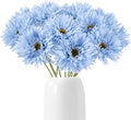 Gerbera Daisy Artificial Flowers 12pcs Faux Daisies Blue Silk Flowers with Stems for Vase Table Centerpiece Home Wedding Party Garden Decoration(Blue)