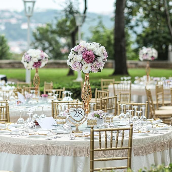 12Pcs Large Wedding Centerpiece Table Decorations Tall Metal Flower Arrangement Stand Elegant Flower Gold Vases for Centerpieces Candle Holder for Tables Wedding Party Ceremony Birthday Event Decor