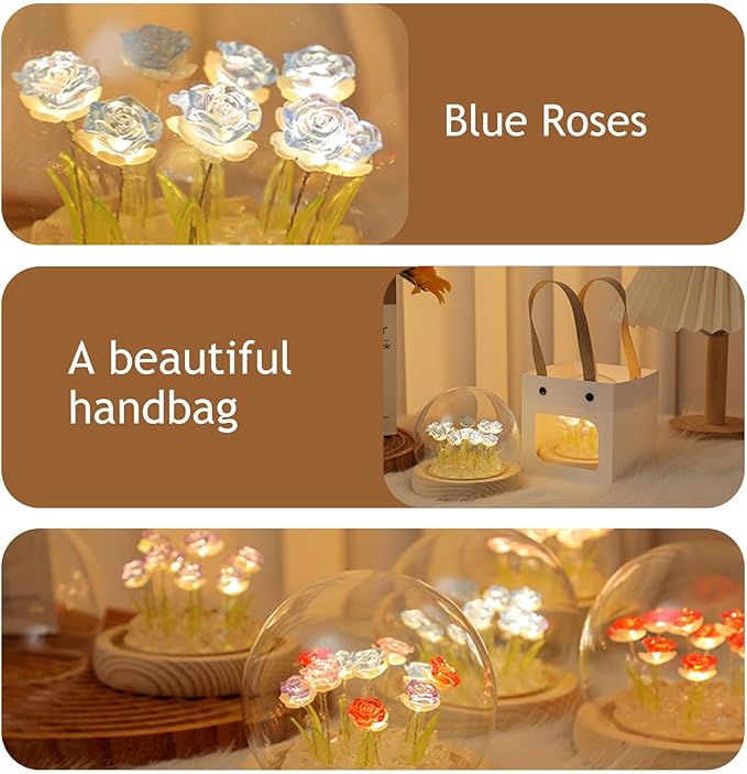 Light Up Rose in A Glass Dome with Gift Box - Valentines Day Gifts for Her, Birthday Gifts for Women, Rose Flower Lamp Night Light for Bedroom Decor, Girlfriend Wife Mothers Day Gift, Battery-Powered