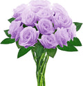 Purple Artificial Roses with Long Stems, 12Pcs Realistic Roses Artificial Flowers, Faux Roses | Bulk Fake Flowers for Home Decor, Wedding Party Table Centerpieces, DIY Bouquet