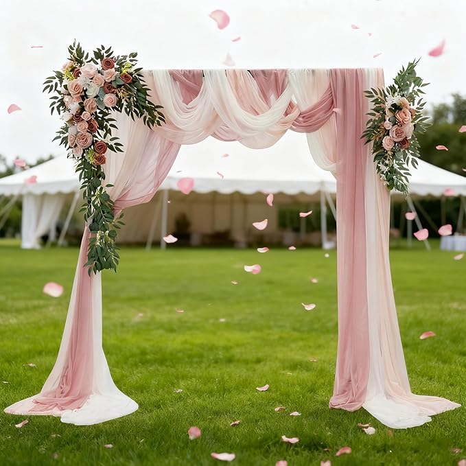 Artificial Wedding Arch Flowers Kit (Pack of 5),2pcs Artificial Hanging Flower Arch Decor,for Wedding Ceremony Arbor Reception Backdrop Rose Floral Party Outdoor Decoration Pink