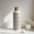 Rustic Ceramic Vase for Living Room Bedroom 11.02'' Farmhouse White Flower Vases for Bouquet Fake Plant Home Decor Office Table Shelf Fireplace Centerpieces Retro Vintage Classic Modern