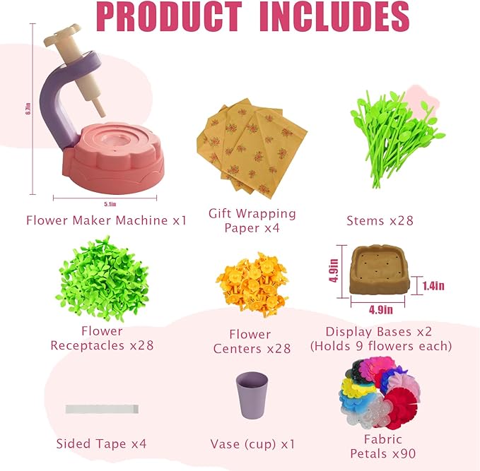 Soupost Fabric Flower Bouquets Toys Set, DIY Craft Kits Toys for Kids，Craft Kits for 3-12 Year Girl,STEM Education Art Toy Festiva Creative Gift