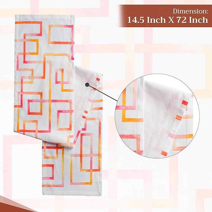 Maison d' Hermine Table Runner 100% Cotton Single Layer Table Runners 72 inches Long Decorative for Kitchen Dining Party Baby Shower Wedding Bridal Shower Spring Summer (Summer Maze, 14.50" x 72")