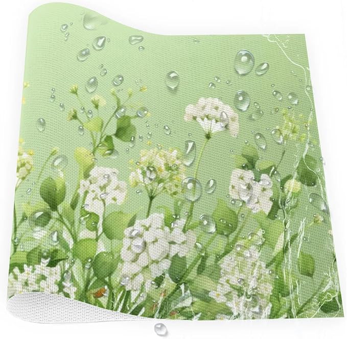 PVC Placemats Set of 6 Sage Green Flower Wipeable Table Mats Washable Heat Resistant Non Slip Vinyl Dining Table Mat for Kithen Indoor Outdoor Patio Farmhouse Place Mats Decorative