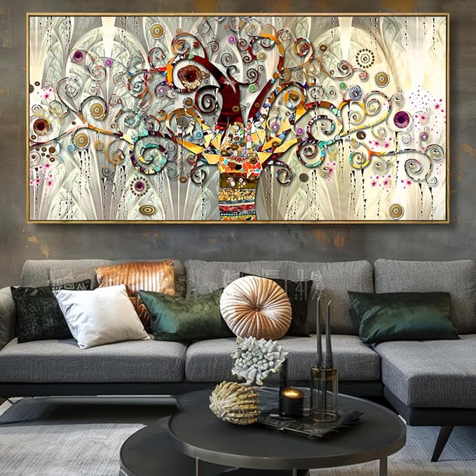 Wall Art Abstract Art Paintings Tree of Life Posters Prints Landscape Picture Colorful Modern Canvas Painting for Living Room Bedroom Office Large Decor 20"x40" with Framed