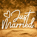 SYLHOME Just Married Led Neon Light Sign Heart Wedding Bridal Shower Backdrop Bedroom Wall Sign Decor Engagement Proposal Party Light Up Sign 15.75" X 9.25" USB