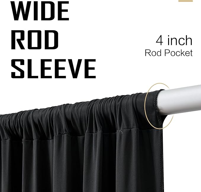 gogoparti 20x15 ft Black Backdrop Curtain for Weddings & Parties - 4-Panel Wrinkle-Free Polyester Drape, 15 FT Long for Birthday, Baby Shower, Halloween Photography Background