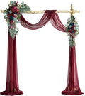 ponatia Artificial Wedding Arch Flowers Kit(Pack of 3), Burgundy Flowers with 26Ft Shiny Arch Draping Fabric, Navy Arch Flowers for Wedding Decoration, Wedding Ceremony Reception Backdrop Decorations