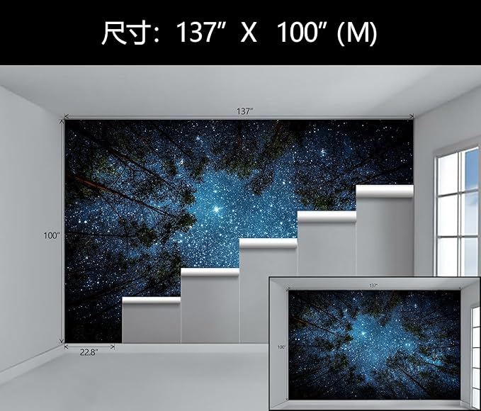WFBHUA-Forest Night Sky Ceiling Wallpaper Mural Peel and Stick Living Room Bedroom 137"x100"
