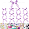 100 PCS 3 Inch Twist Bows for Treat Bags, Satin Twist Tie Bows, Pre Tied Bows with Wire, Ribbon Bows with Twist Ties for Gift Bags, Popcorn Bags, Cookie Bags, Party Favors(Light Purple)