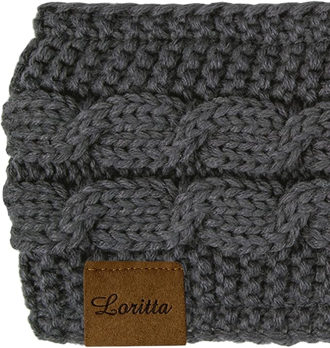 Loritta Womens Ear Warmers Headbands Winter Warm Fuzzy Cable Knit Head Wrap Fleece Lined Gifts
