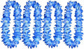 ALIMITOPIA Hawaiian Hula Leis Dance Wreath Garland Artificial Flowers Fabric Neck Loop for Luau Party Costumes (Blue;4pcs)